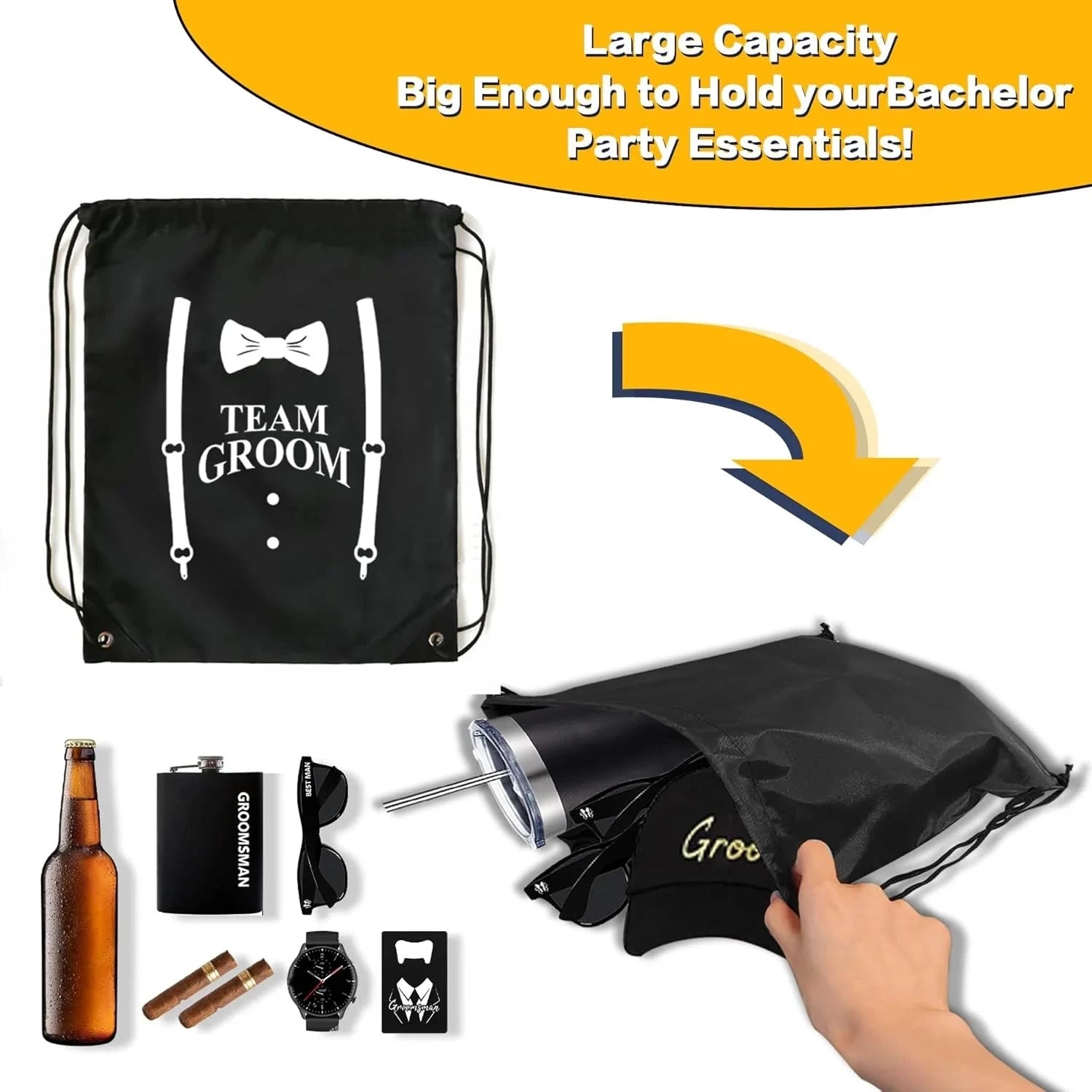 Groom and Groomsmen Storage Bag Proposal Bags Groom Crew Bag Groomsmen Gift Drawstring Bag for Bachelor Party Groom to Be Item Good Vibrations