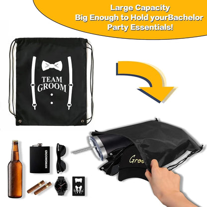 Groom and Groomsmen Storage Bag Proposal Bags Groom Crew Bag Groomsmen Gift Drawstring Bag for Bachelor Party Groom to Be Item Good Vibrations