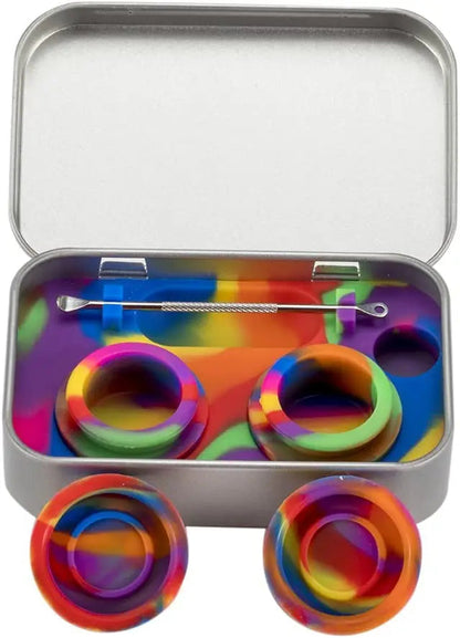 Portable Stainless Steel Tin Box 5ml Silicone Container Non-stick Storage Wax Carrying Case with Extra Stainless Steel Spoons Good Vibrations Adult Super Store