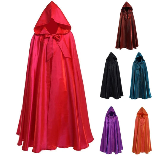 Halloween Party Costume Women Men Adult Long Robe Hooded Cloak Witchcraft Christmas Holiday Solid Color Medieval Cape Good Vibrations