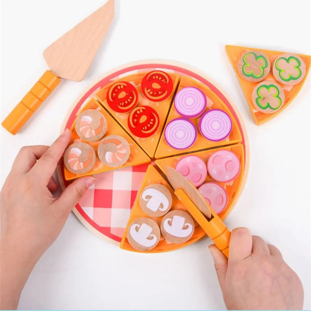 Simulation Pizza Pretend Play Toy Early Education Cognitive Dramatic Food Pizza Toys Interactive Miniature Cookie Play Food Set Good Vibrations