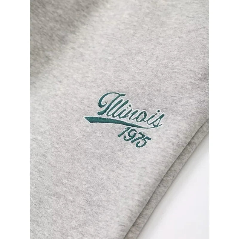 Women's Set Two Pieces Elegant Casual Women's Set Autumn Outfits Sweat Suit Sets Basics Grey Letter Hoodies Sets Good Vibrations