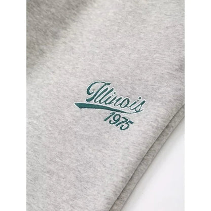 Women's Set Two Pieces Elegant Casual Women's Set Autumn Outfits Sweat Suit Sets Basics Grey Letter Hoodies Sets Good Vibrations