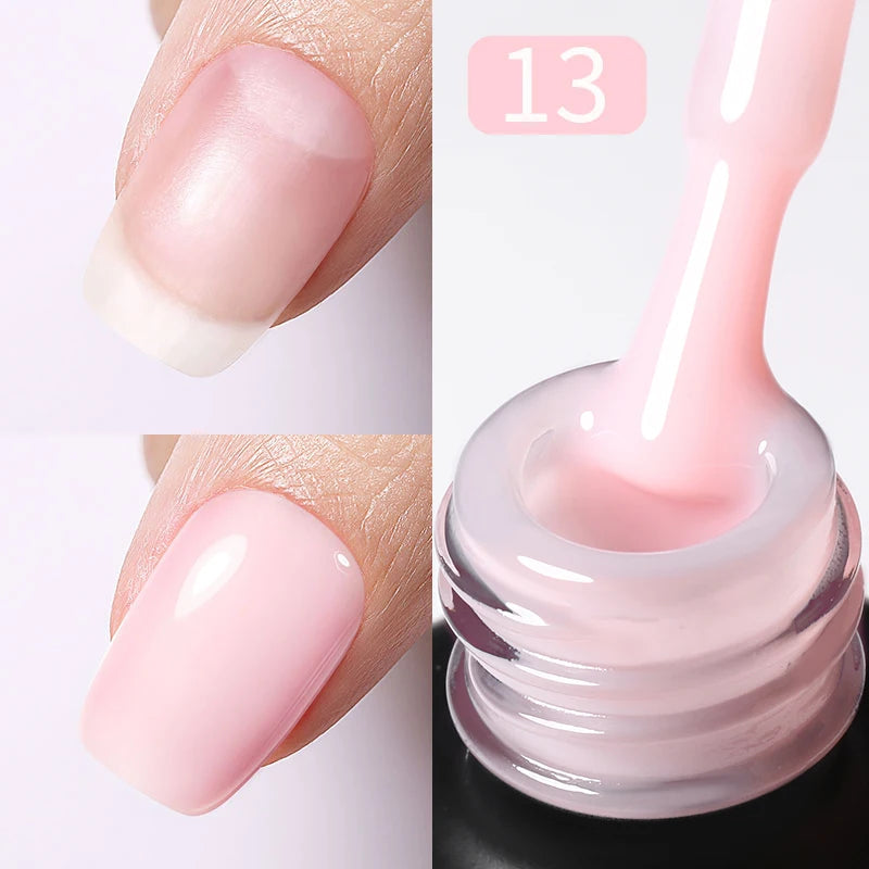 BORN PRETTY Milky Pink Rubber Base Gel Nail Polish Glitter 15ml Semi-Permanent Varnish Soak Off Self Leveling UV LED Gel Good Vibrations