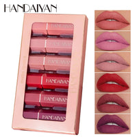 HANDAIYAN 6Pcs/Box Velvet Matte Lipstick Kit Lips Makeup Nude Lip Stick Make Up Cosmetics Foggy Matt Tint Lip Balm Cream Pigment Good Vibrations