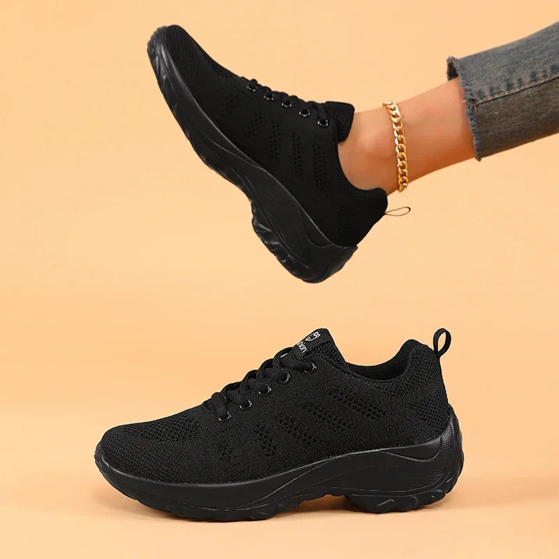 2025 Women's Walking Running Shoes Lightweight Breathable Fashionable Knitted Tennis Shoes Comfortable Activity Sneakers Women Good Vibrations