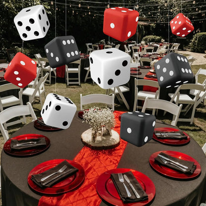 2D Casino Night Party Decorations Red Curtains Poker Dice Banners Photo Booth Props Bar Hanging Decor for Birthday Theme Event Good Vibrations