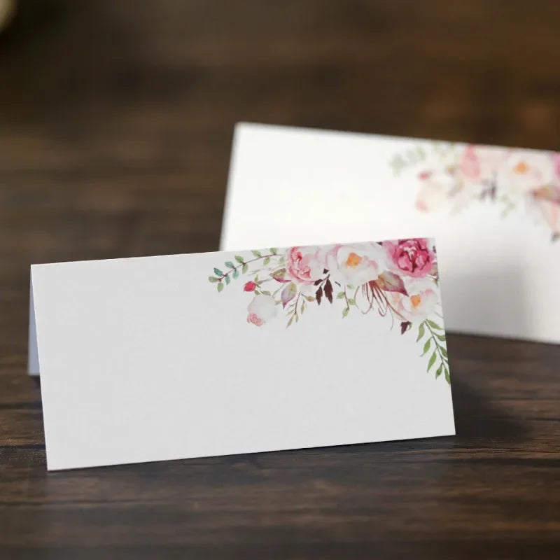 50Pcs Wedding Table Name Card Printing Flower Blank Banquet Reserved Seating Paper Cards Party Table Decorations Supplies Good Vibrations