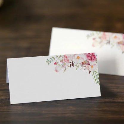50Pcs Wedding Table Name Card Printing Flower Blank Banquet Reserved Seating Paper Cards Party Table Decorations Supplies Good Vibrations