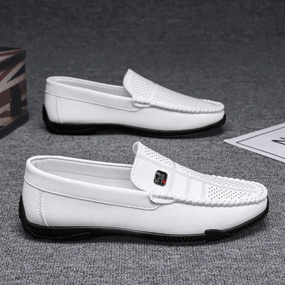 Fashion Leather Men Casual Shoes Slip on Italian Formal Loafers Luxury Brand Comfortable Men Soft Male Driving Shoes Moccasins Good Vibrations