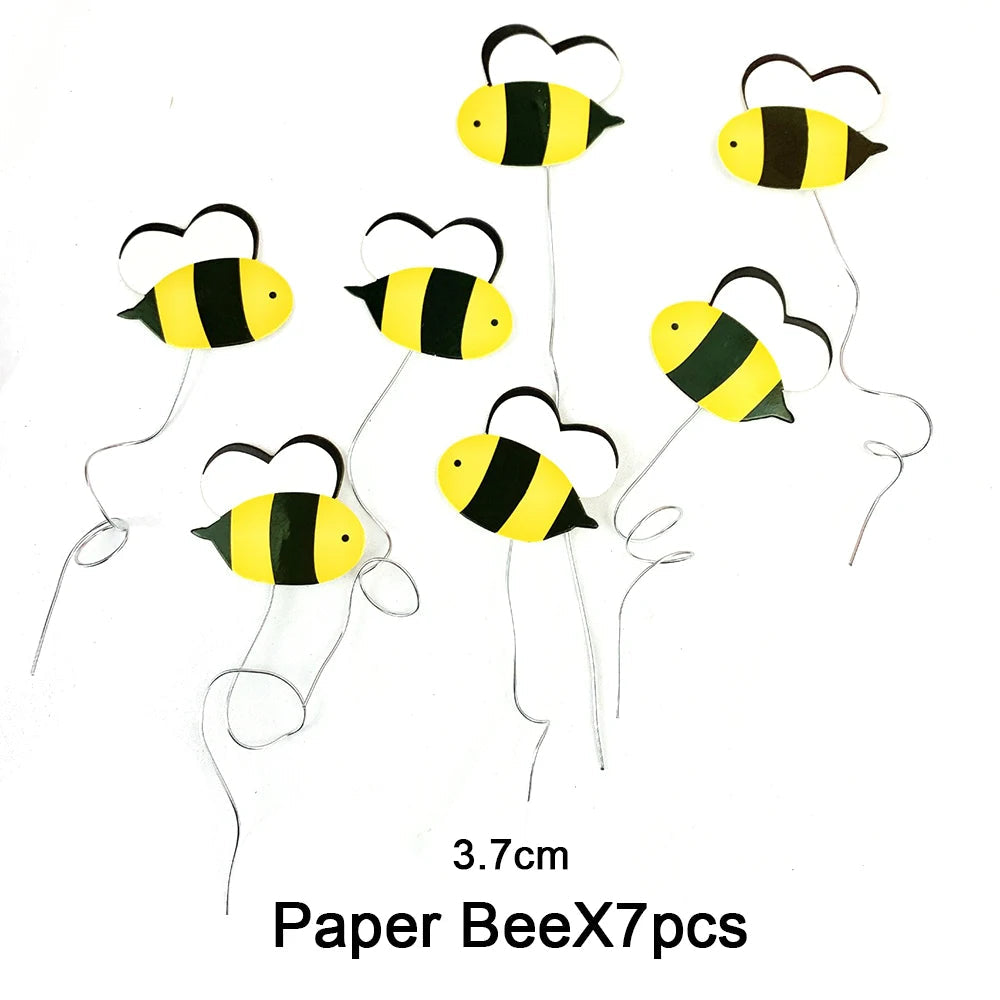 Daisy Bee Cake Toppers White Sunflower Bumble Bee Cake Decoration DIY Oh Babee Birthday Baby Shower Cupcake Topper Party Decor Good Vibrations