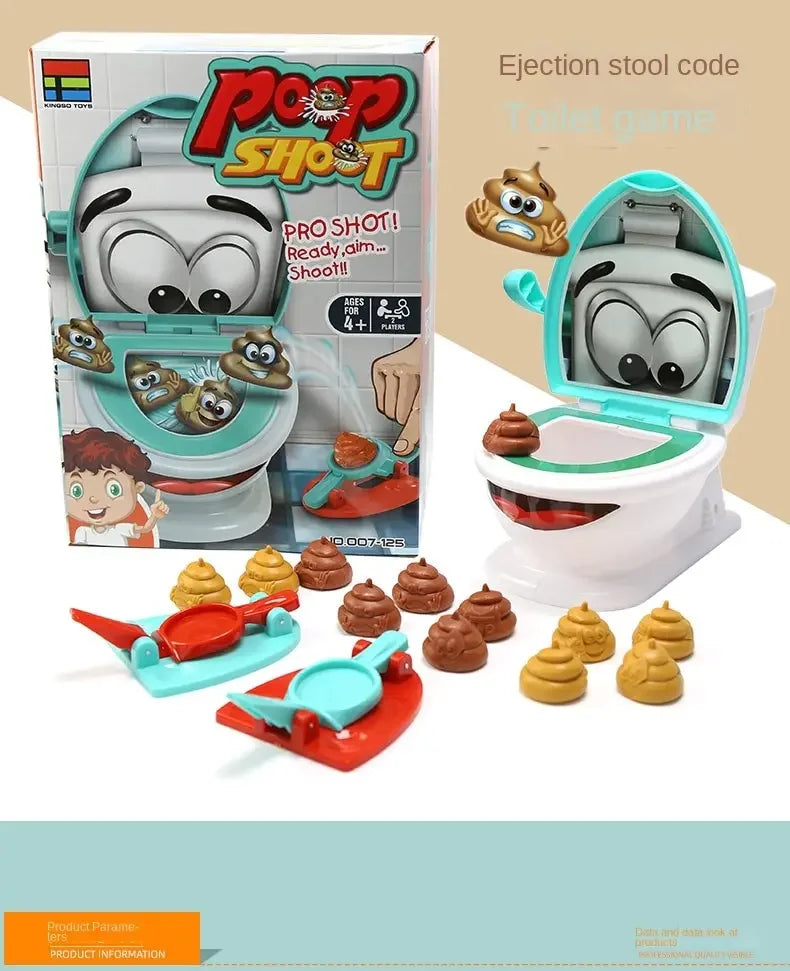 1 Set Poop Shooter Toy Funny Toilet Toy Family Party Relaxation Parent Child Interactive Game Tabletop PK Creative Catapult Game Good Vibrations