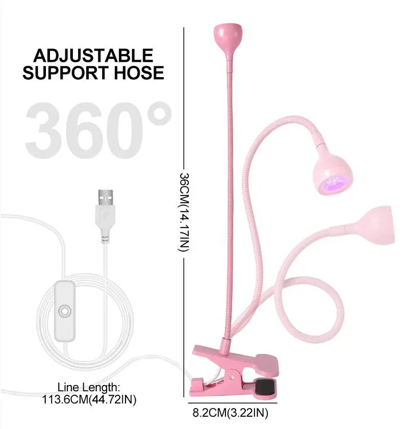LED Nail Lamps 3W Flexible Gooseneck Lamp Quicky Dry Nail Manicure Dryer Gel Polish Curing Light for Gel Nails Good Vibrations