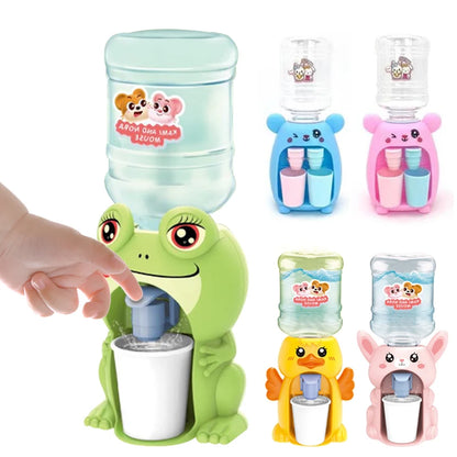 Kids Mini Dual Water Dispenser Toy Cute Water Juice Milk Drinking Fountain Simulation Kitchen Toys for Boys Girls Gift Good Vibrations