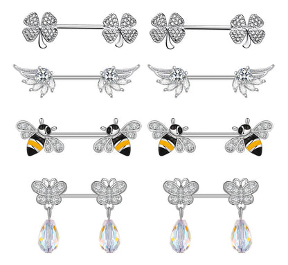 Mixed-style Sexy Nipple Rings Sets Heart Butterfly Dangle Nipple Piercing Bulk for Women Stainless Steel Cute Cat Shield Barbell Good Vibrations Adult Super Store