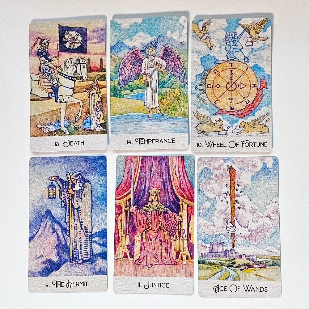 78 Pcs Tarot Cards Drawn with Ball Pens Printed on 350GSM Double-embossed Cardstock 12*7cm Rediscovered Classic Tarot Deck Good Vibrations