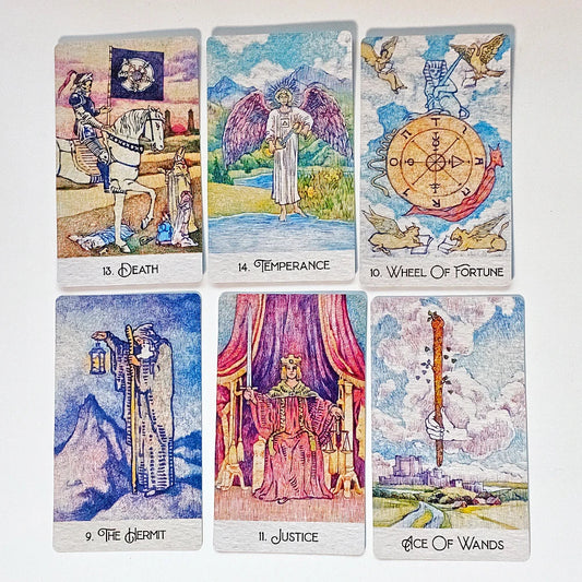 78 Pcs Tarot Cards Drawn with Ball Pens Printed on 350GSM Double-embossed Cardstock 12*7cm Rediscovered Classic Tarot Deck Good Vibrations