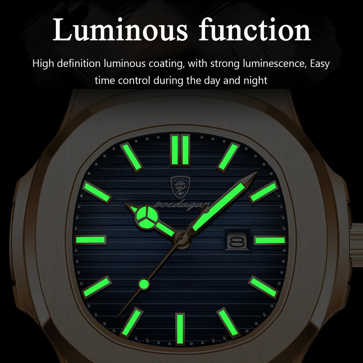 POEDAGAR Top Classic Men Wristwatch Waterproof Luminous Date Square Watch For Man Stainless Steel Sport Men's Quartz Watches+Box Good Vibrations
