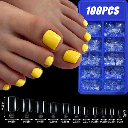 100Pcs Light Pink Press on Nails Short Medium Square Wearable Fake Nails Tips 10 sizes Full Cover False Nails Finger Decoration Good Vibrations