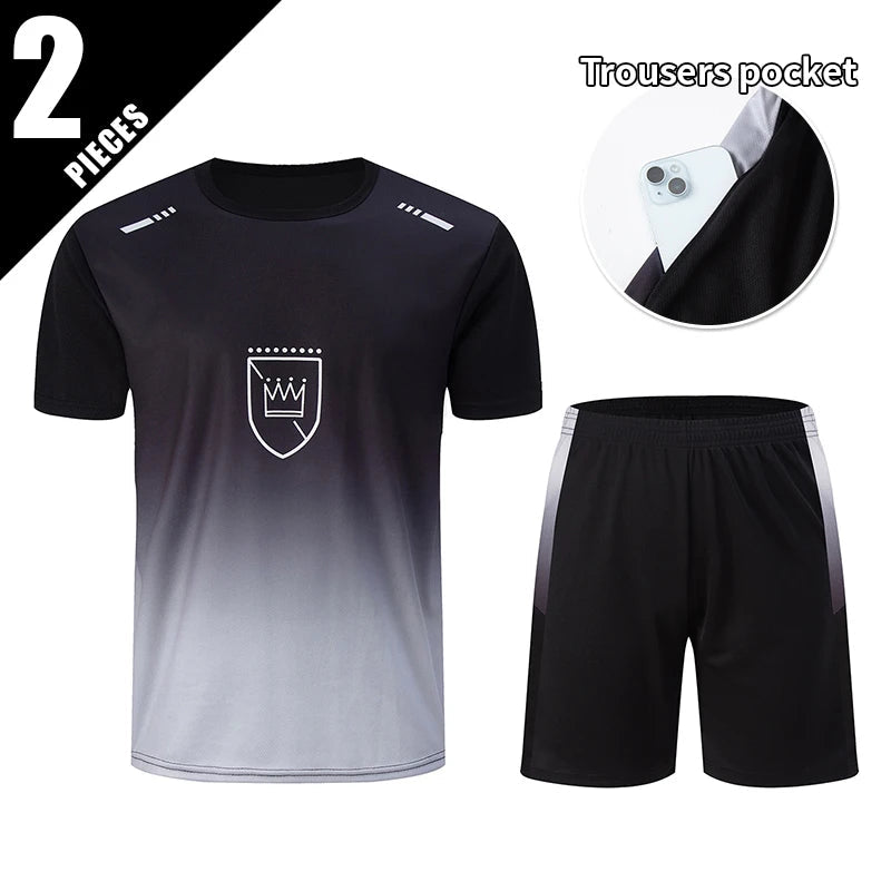 2/4/6 Pcs Plus Size Men's Quick-drying Short-sleeved Shorts Suit Men's Leisure Sports Running Fitness T-shirt Joker Shorts Teen Good Vibrations