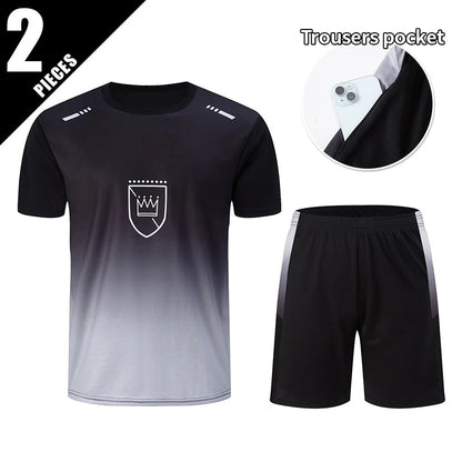 2/4/6 Pcs Plus Size Men's Quick-drying Short-sleeved Shorts Suit Men's Leisure Sports Running Fitness T-shirt Joker Shorts Teen Good Vibrations