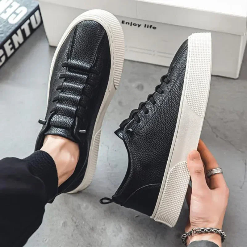 White Sneakers for Men 2024 Spring Fashion Casual Lace Up Round Toe Flat mens Running Sport Shoes Zapatillas Deportivas Hombre Good Vibrations