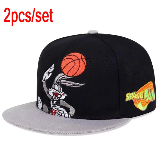 Unisex Rabbits Playing Basketball Embroidery Hip-hop Hats Spring Autumn Outdoor Adjustable Casual Baseball Caps Sunscreen Hat Good Vibrations