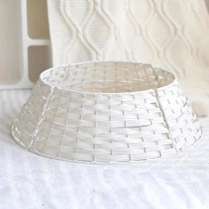 Christmas Tree Skirt Retro Round Basket Xmas Trees Foot Decor Collar for Home Festival Party Background Decoration Gift Good Vibrations