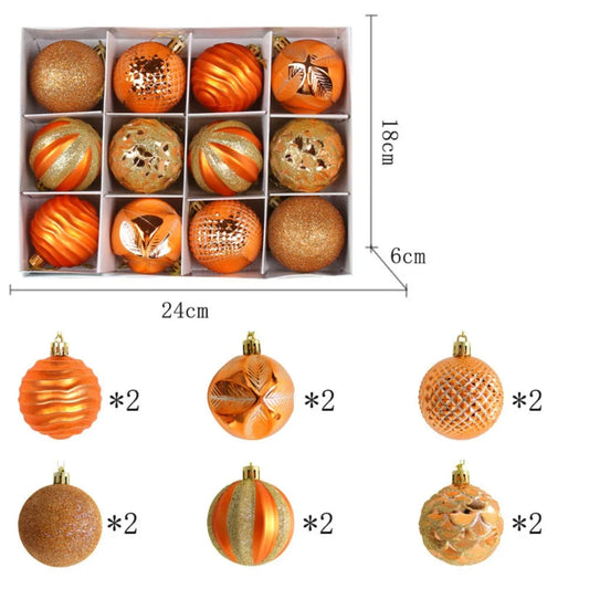 12PCS High-quality Plastic Christmas Ball Set 6CM Suspensable Xmas Ornament Ball 6 Colors Xmas Baubles Scene Supplies Good Vibrations
