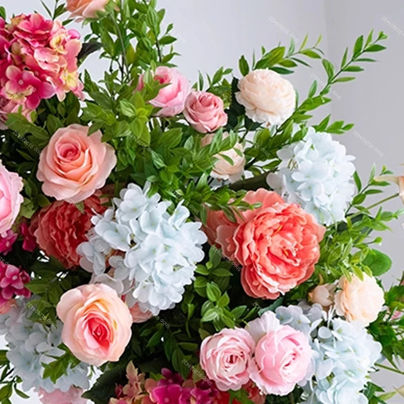 Wedding Decoration Outdor Artificial Flowers Decor Hanging Flower Row Road Leading Floor Flower Row Flower Ball Floral Backdrop Good Vibrations