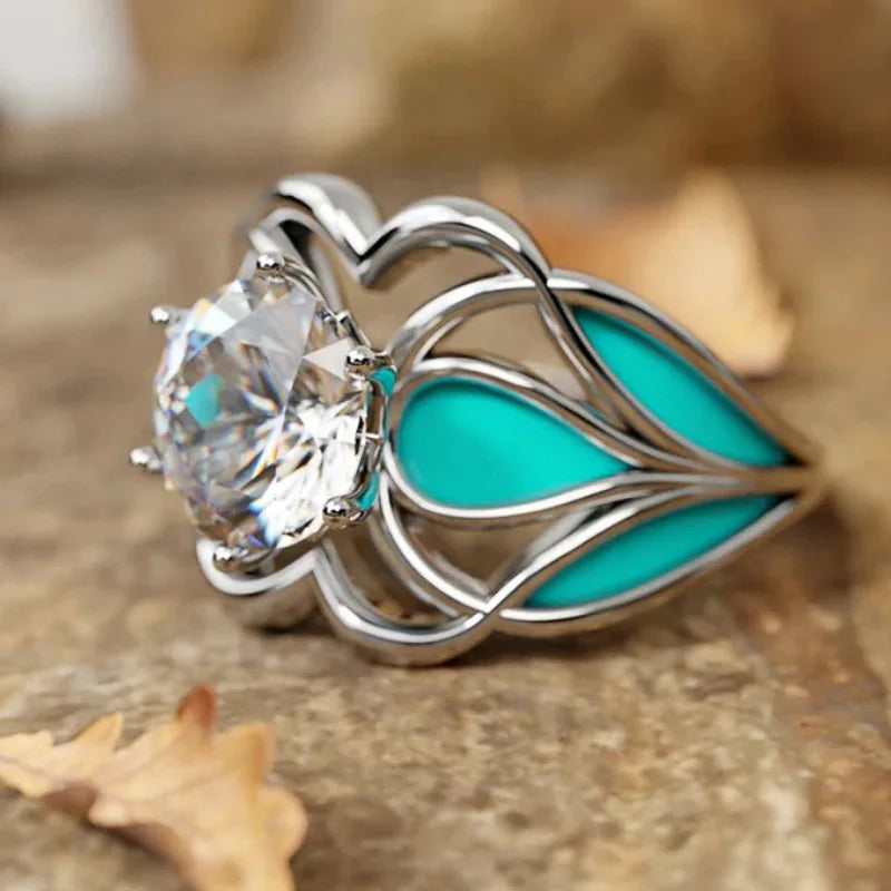 2026 Aesthetic Enamel Flower Finger Ring for Women Wedding Party New 2026  Silver Color Luxury Cubic Zirconia Jewelry Gift Good Vibrations