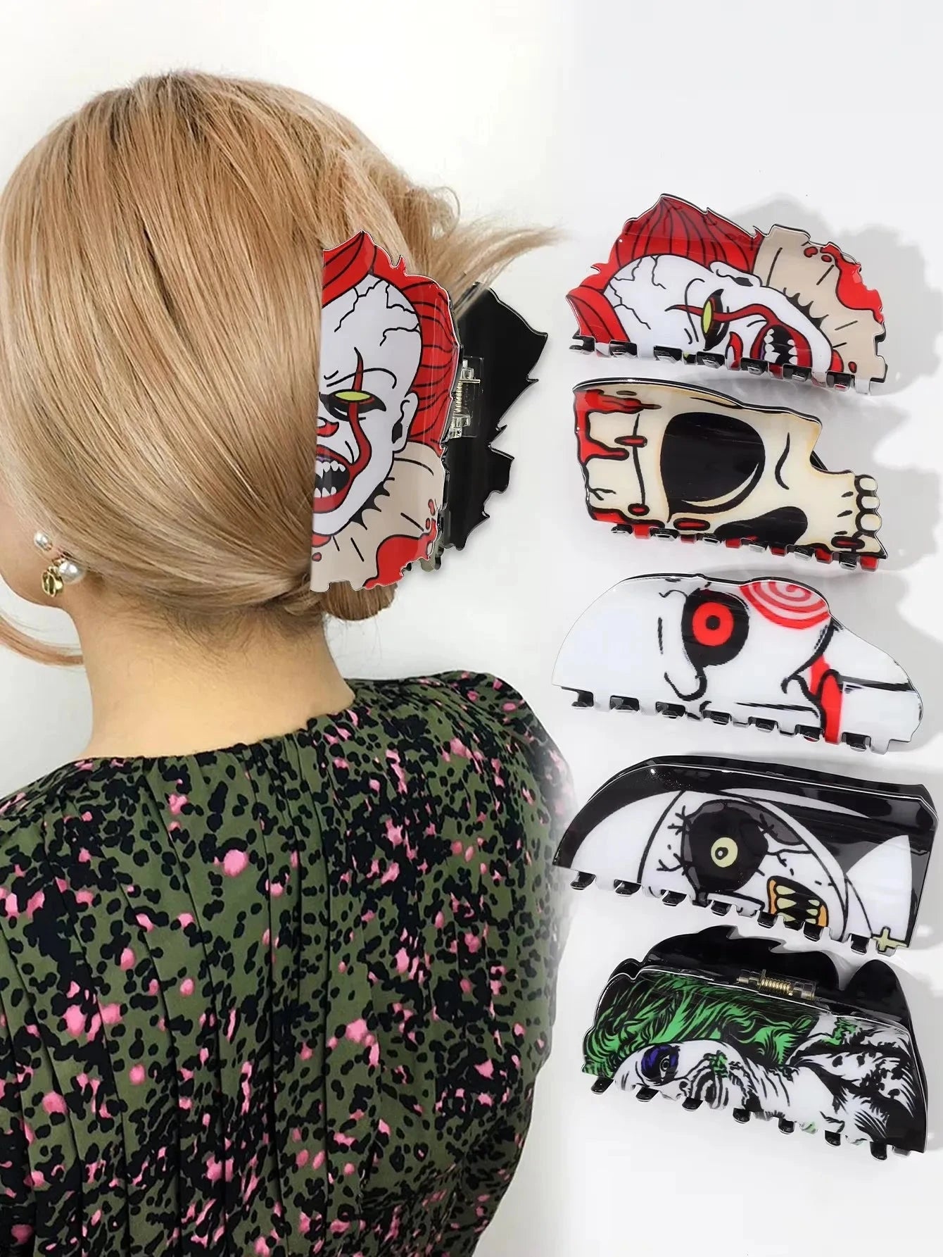 Halloween Hair Accessories Ghost Hair Clip for Women Girls Red Horns Hairpin Skull Claw Y2K Gothic Hair Jewelry 2023 New HangZhi Good Vibrations