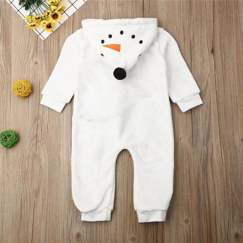 0-36months Infant White Fleece Jumpsuit Long Sleeve Zipper Open Front Hooded Romper For Boys And Girls Autumn Winter Playsuit Good Vibrations