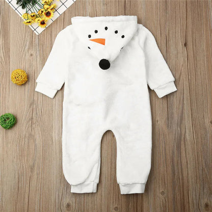 0-36months Infant White Fleece Jumpsuit Long Sleeve Zipper Open Front Hooded Romper For Boys And Girls Autumn Winter Playsuit Good Vibrations