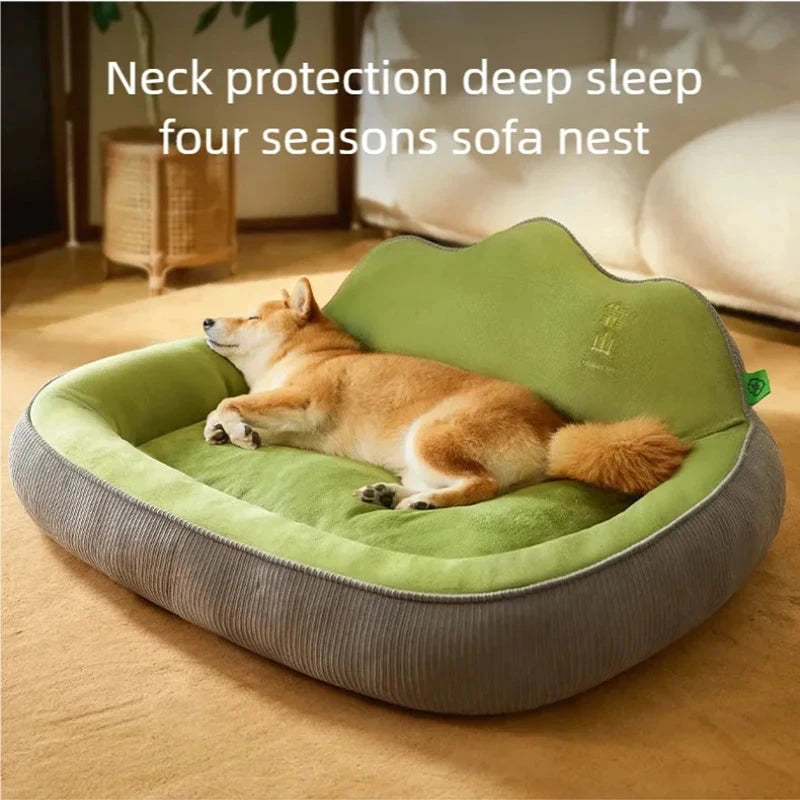 New dog bed with increased height and thickness, leaning against the mountain bed and pillow for neck protection, pet bed for sl Good Vibrations
