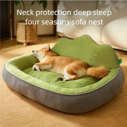 New dog bed with increased height and thickness, leaning against the mountain bed and pillow for neck protection, pet bed for sl Good Vibrations
