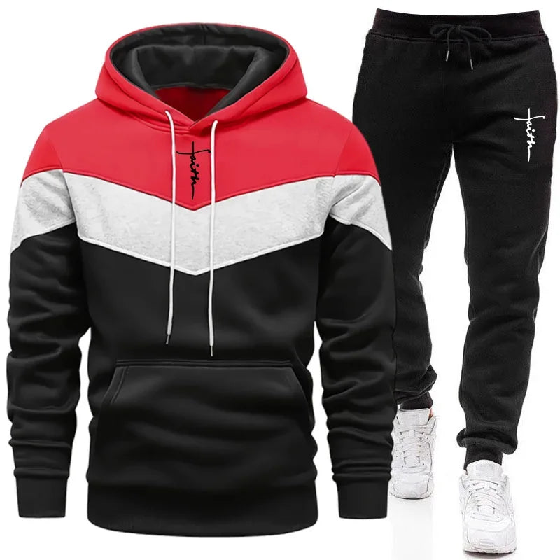 Comfort Casual Sports Autumn Winter Quality Hot Sale Men Tracksuit Fashion Hoodie Tricolor Single Sweatshirt and Pants Daily Man Good Vibrations
