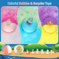 Bath Bombs for Kids with Toy Inside, 24 Pcs Natrual and Organic Bubble Bath Bombs with Glow-in-The-Dark Surprise Inside Good Vibrations