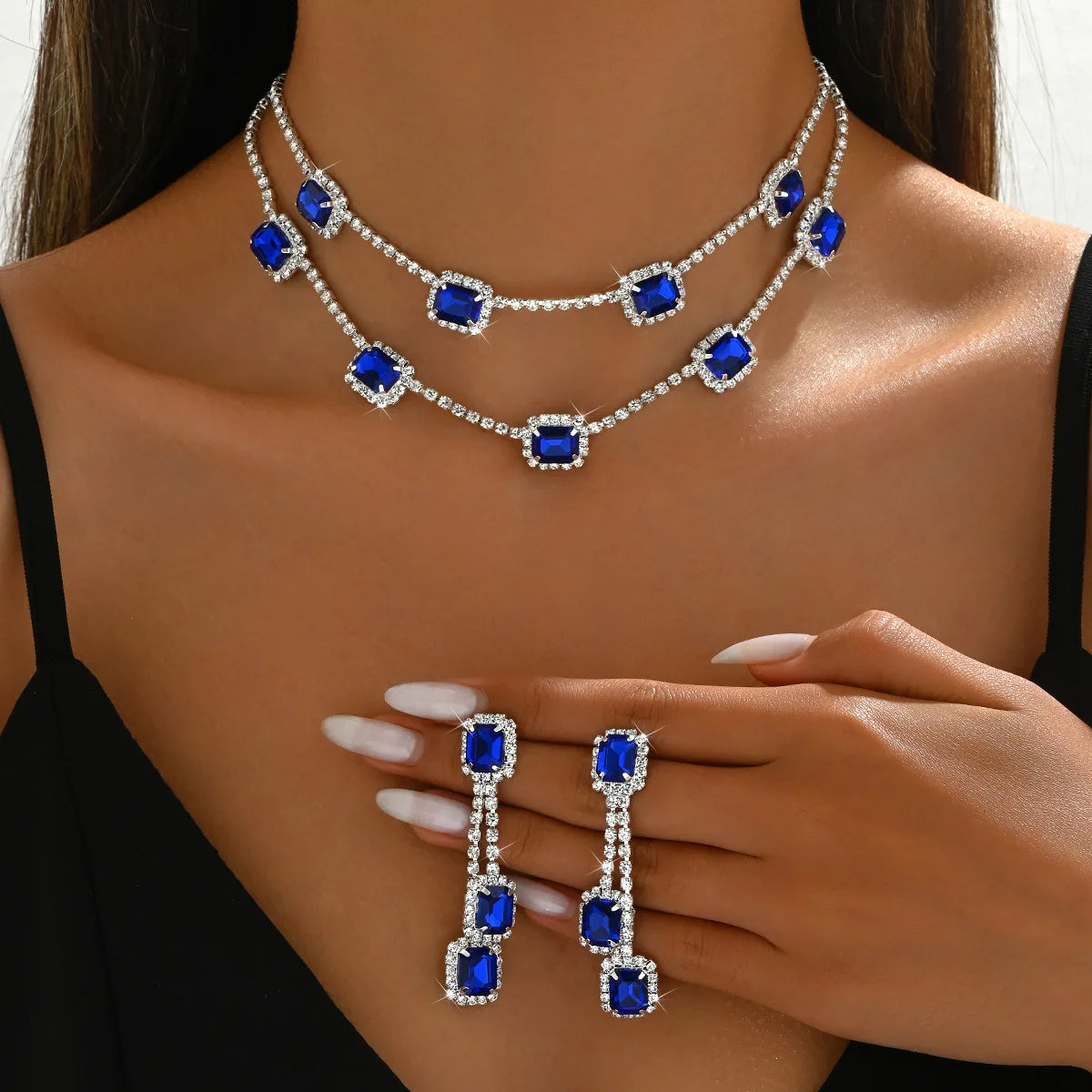 3 pieces of ladies' jewelry set, crystal and diamond necklace and earring set, bridal wedding party jewelry, daily wear jewelry Good Vibrations