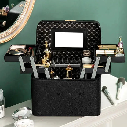 2025 New Fashion Professional Makeup Bag Women Cosmetic Case Female Korean Make Up Storage Organizer Box Fashion Large Good Vibrations