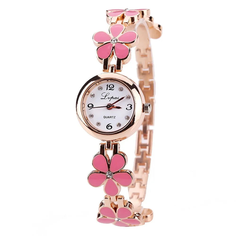 Fashion Small Watches Women 2023 Luxury Rhinestone Flower Bracelet Stainless Steel Watchband Dress Female Clock relogio feminino Good Vibrations