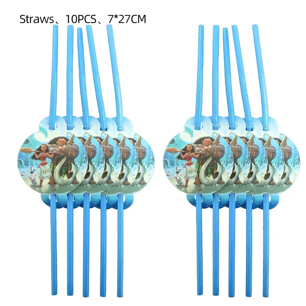 New MINISO Moana Theme Children Birthday Party Disposable Tableware Cup Plate Flag Kids Girls Wedding Party Decoration Supplies Good Vibrations