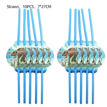 New MINISO Moana Theme Children Birthday Party Disposable Tableware Cup Plate Flag Kids Girls Wedding Party Decoration Supplies Good Vibrations