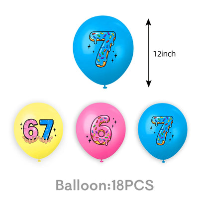 6 7 Birthday Decorations 67 Meme Themed Baseball Ice Cream Donut Banner Cake Topper Balloons for Baby Shower Party Supplies Good Vibrations