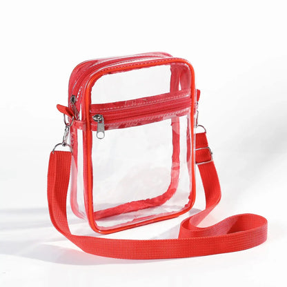 Women Clear Shoulder Bag Stadium Approved PVC Concert Transparent Purse Simple Crossbody Bag With Front Pocket Casual Handbag Good Vibrations