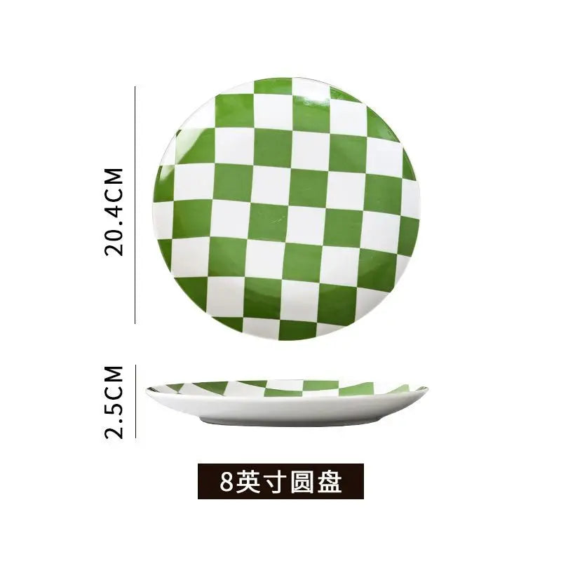 Creative Chess Grid Ceramic Plate Home Dinner Tableware Western Steak Plate Exquisite Bread Dessert Dishes Kitchen Utensils Home Good Vibrations