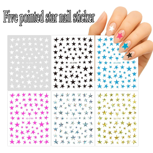 3/6/12 Sheets Star Nail Stickers Set – Neon Laser Color Self-Adhesive Decals DIY Gel Acrylic Nail Art Decoration Good Vibrations