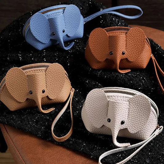 PU Leather Elephant Money Bag Women Coin Purse With Key Ring Multifunctional Zipper Storage Bags Key Case Good Vibrations