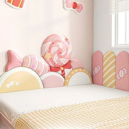 Cartoon Bed Head Board Headboard Kids Room Decor Aesthetic 3D Wall Stickers Anti-collision Wall Panels Home Decoration Good Vibrations