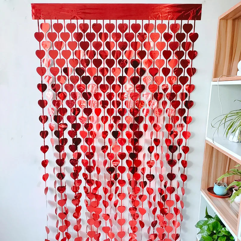 NEW Party Decoration Rain Silk Curtain Love Door Curtain Birthday Party Valentine's Day Wedding Engagement Heart Rain Silk Decor Good Vibrations